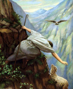 Shepherd rescuing a lost sheep