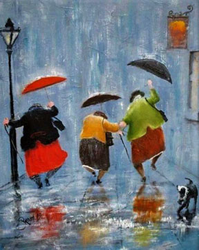 friends, together in the rain